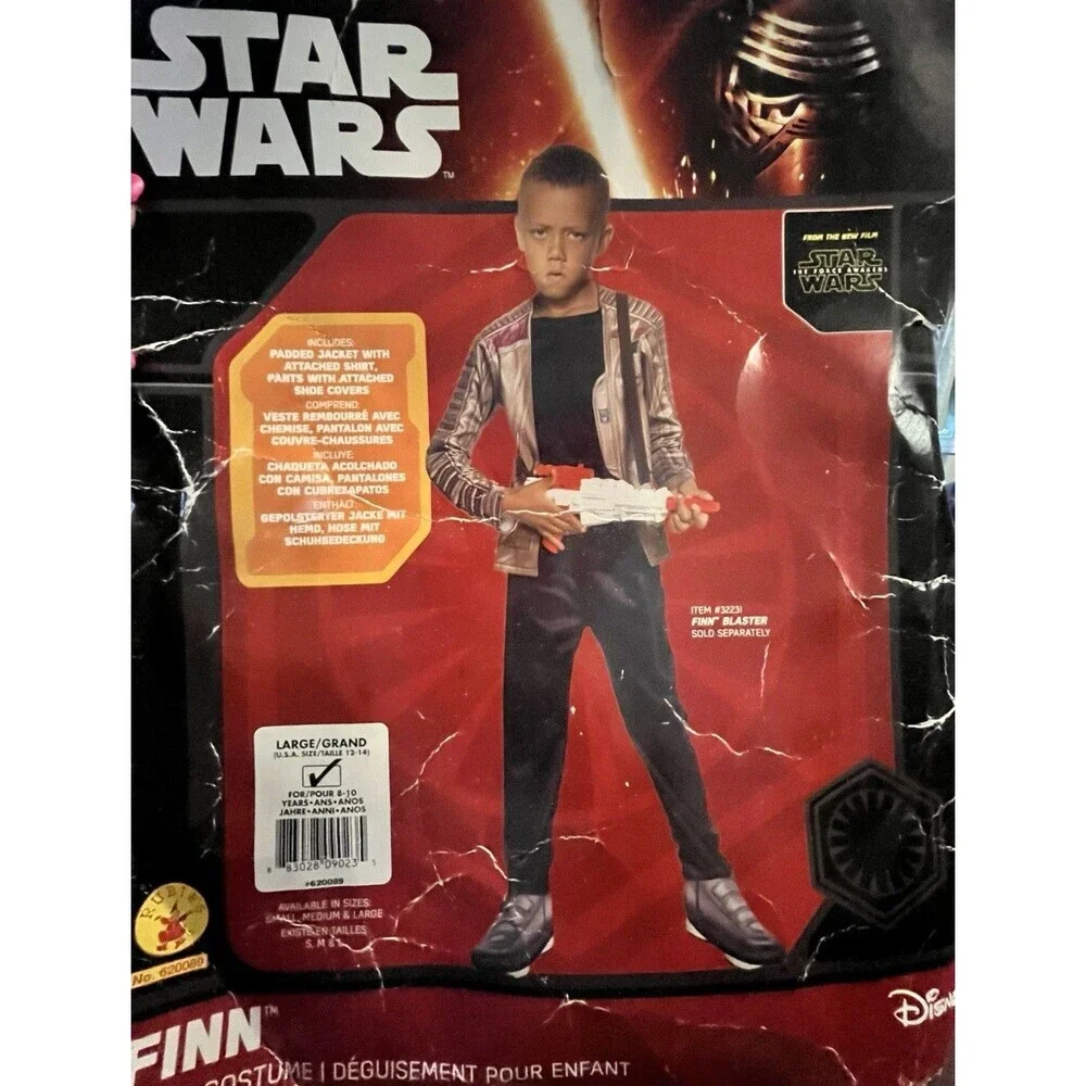 Star Wars The Force Awakens Finn Costume 12 14 Kids Large Child's Deluxe NEW